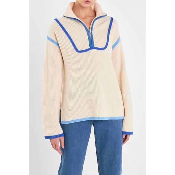 NEW ENGLISH FACTORY caroline sweater in blue multi - Picture 3 of 4